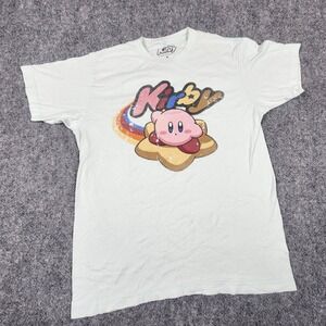 Kirby Nintendo Warp Star Graphic T-Shirt Mint Green Distressed‎ Print Mens M
